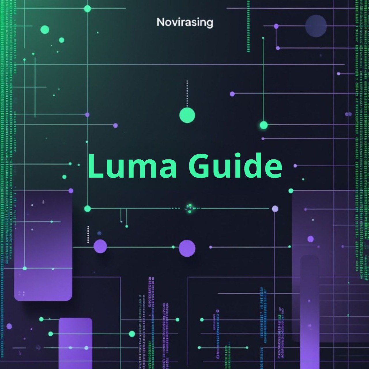 Luma Guide branding with digital design elements on a dark background