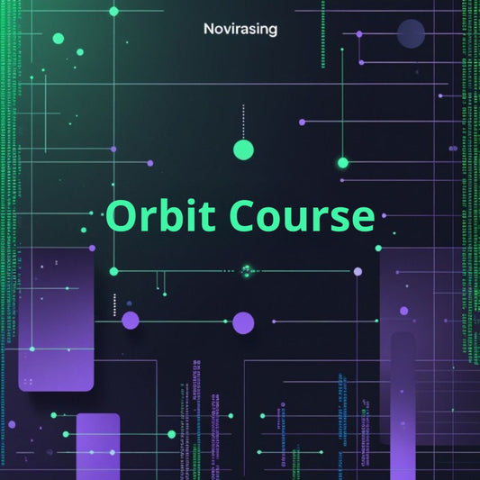 Digital design with 'Novirasing' and 'Orbit Course' text on a futuristic background.