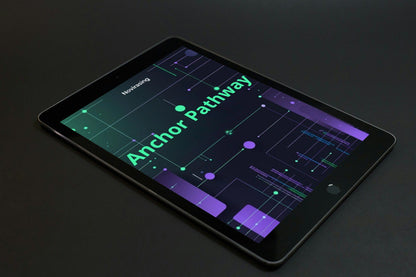 Tablet displaying the 'Anchor Pathway' app on a dark background
