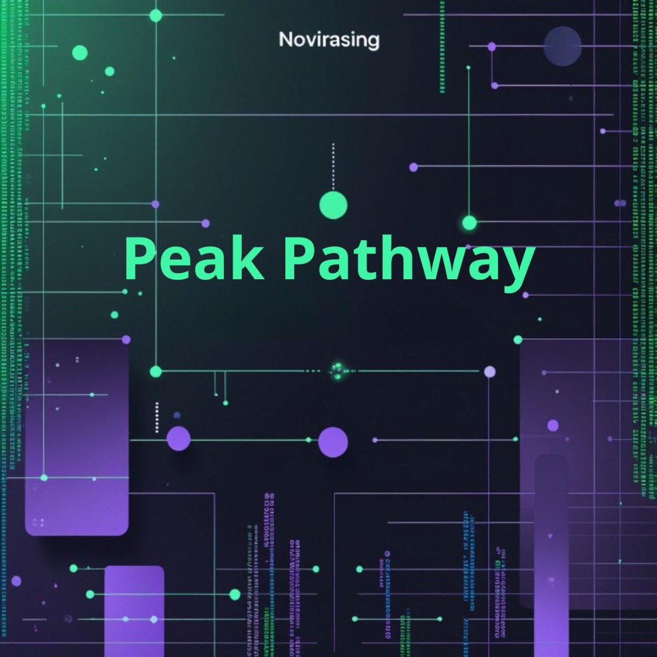 Technological background with 'Novirasing Peak Pathway' text